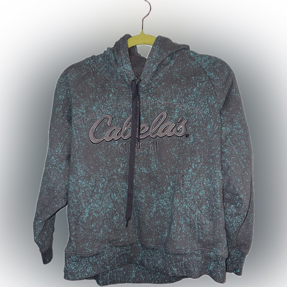 Cabela's Speckled Hooded Sweatshirt - Charcoal & Teal